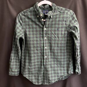 Boy's Ralph Lauren Button Down in Blue and Green Plaid Size M (10-12)